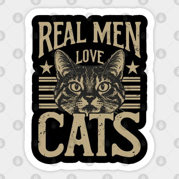 Funny Real Men Love Cats Distressed Grunge Design Sticker by TF Brands